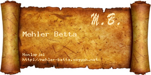 Mehler Betta névjegykártya
